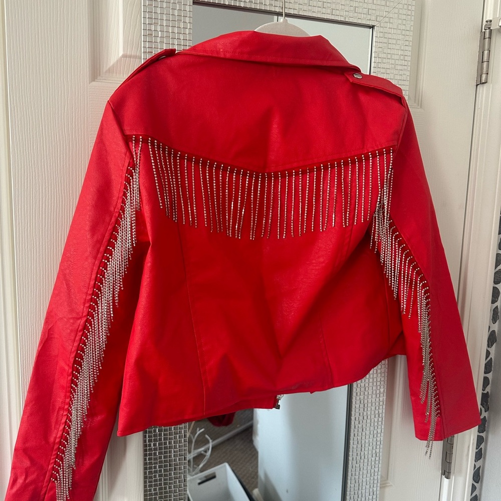 Faux Leather Rhinestone Jacket - Picture 6 of 6